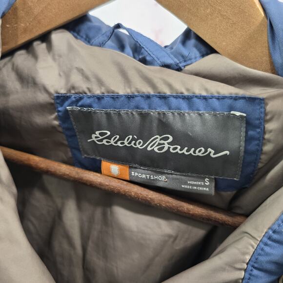 Eddie Bauer Puffer Jacket Womens Small Synthetic Parka Coat Long Blue Snap - Picture 3 of 13